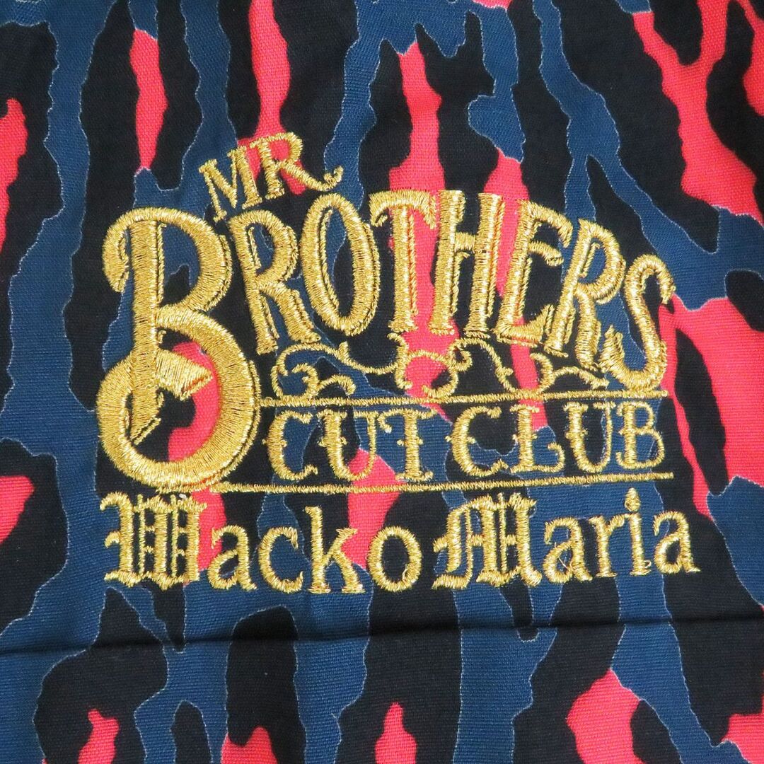 WACKO MARIA(ワコマリア)の極美品□WACKO MARIA×MR.BROTHERS CUT CLUB レオパード柄 ロゴ刺繍 半袖 アロハシャツ/オープンカラーシャツ ネイビー系 XL 日本製 正規品 メンズのトップス(シャツ)の商品写真