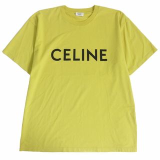 セリーヌ(celine)の美品□CELINE/セリーヌ 2X681501F ロゴプリントデザイン コットン100％ クルーネック 半袖Tシャツ/カットソー イエロー S 伊製 正規品(Tシャツ/カットソー(半袖/袖なし))