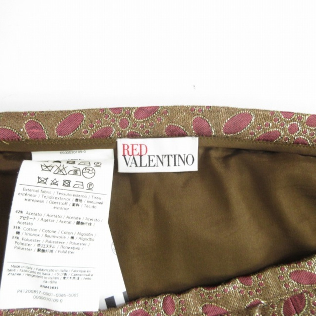 レッド ヴァレンティノ スカート 台形 ゴールド 44 約XXL IBO47 レディースのスカート(ひざ丈スカート)の商品写真
