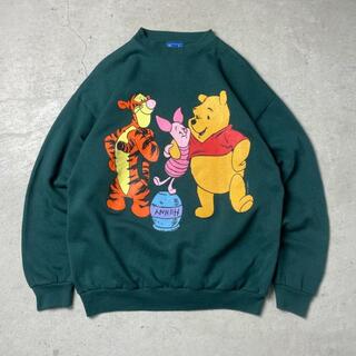 USA製 90年代 Pooh ディズニー くまのプーさん キャラクター プリントスウェットシャツ  メンズL(スウェット)
