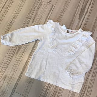 ザラキッズ(ZARA KIDS)の【ZARABABY】ザラベビー 白 フリル 長袖Tシャツ サイズ98 100cm(Tシャツ/カットソー)