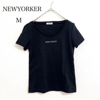 ニューヨーカー(NEWYORKER)のNEWYORKER  ラインストーン  黒  ロゴ  半袖  T シャツ  M(Tシャツ(半袖/袖なし))