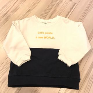 ザラキッズ(ZARA KIDS)の【ZARAbaby】ザラベビー トレーナー サイズ92 白 ネイビー 切り替え(Tシャツ/カットソー)