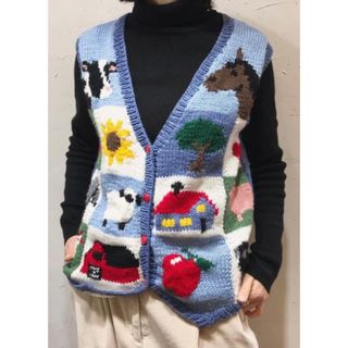 ロキエ(Lochie)のvintage ニットベスト ベスト カントリー アニマル 古着(ベスト/ジレ)