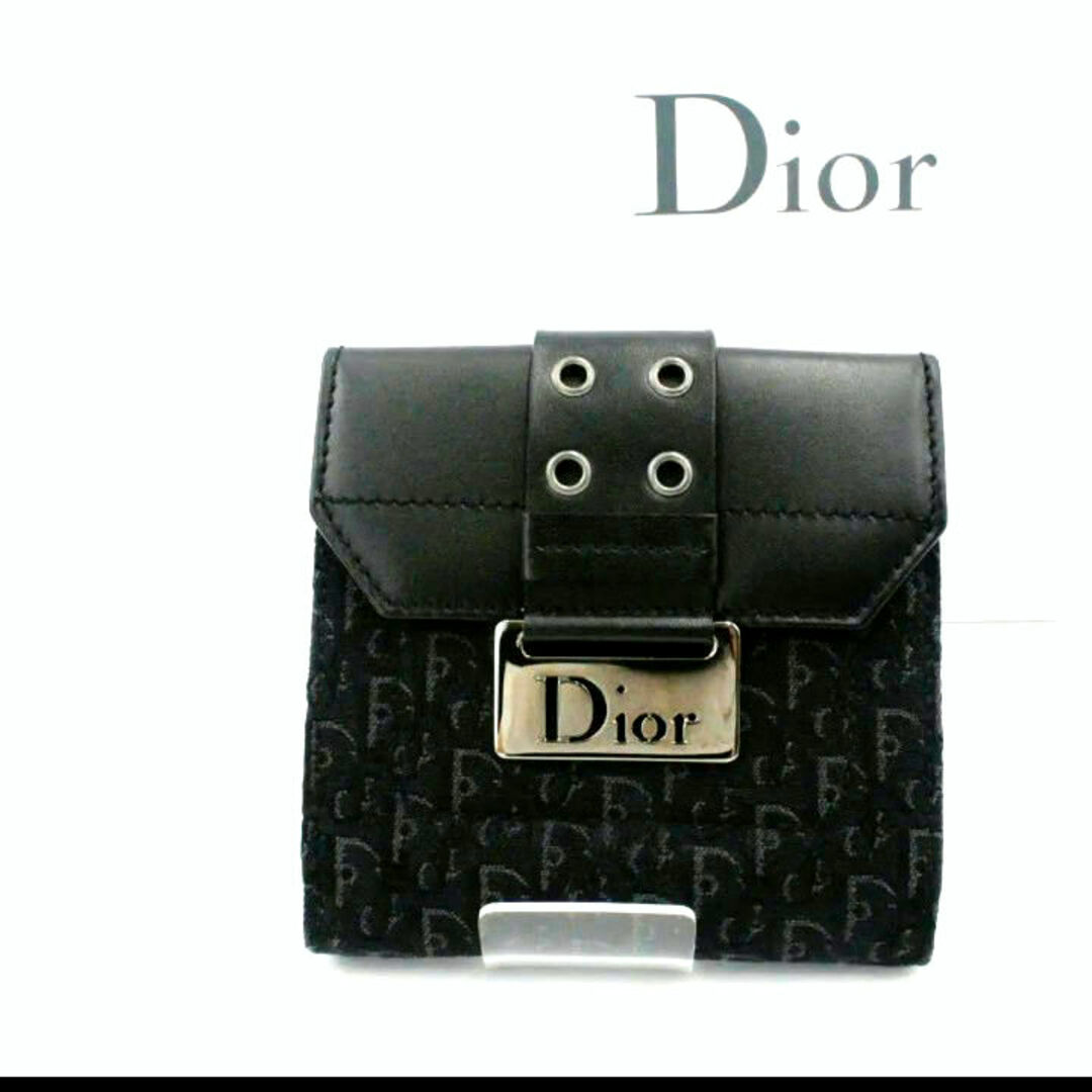 交換無料！
 二つ折りの通販｜au Dior 財布(レディース)（ゴールド/金色系）の マーケット ディオール(Christian ミニ財布　プレート　トロッター柄　CD ファッション小物