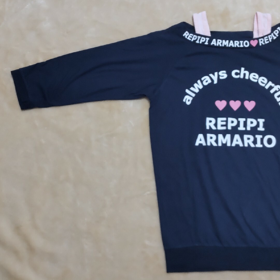 repipi armario(レピピアルマリオ)のＴシャツ　160　ネイビー　七分丈　女児　キッズ　repipi armario キッズ/ベビー/マタニティのキッズ服女の子用(90cm~)(Tシャツ/カットソー)の商品写真