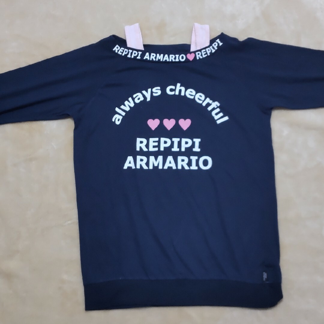 repipi armario(レピピアルマリオ)のＴシャツ　160　ネイビー　七分丈　女児　キッズ　repipi armario キッズ/ベビー/マタニティのキッズ服女の子用(90cm~)(Tシャツ/カットソー)の商品写真