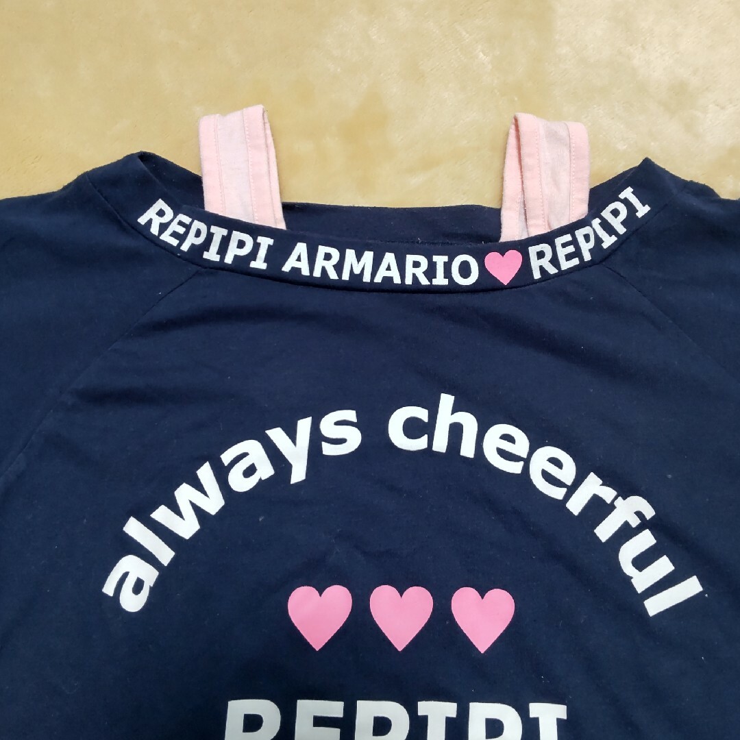 repipi armario(レピピアルマリオ)のＴシャツ　160　ネイビー　七分丈　女児　キッズ　repipi armario キッズ/ベビー/マタニティのキッズ服女の子用(90cm~)(Tシャツ/カットソー)の商品写真