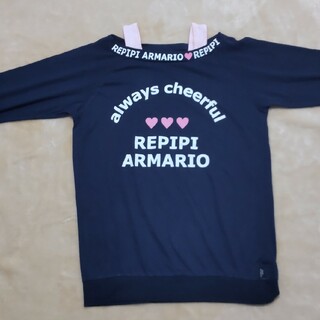 レピピアルマリオ(repipi armario)のＴシャツ　160　ネイビー　七分丈　女児　キッズ　repipi armario(Tシャツ/カットソー)