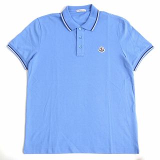 モンクレール(MONCLER)の美品◆MONCLER モンクレール MAGLIA POLO MANICA CORTA ロゴワッペン付き コットン100％ 半袖 ポロシャツ ライトブルー S メンズ(ポロシャツ)