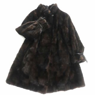 良品★MINK　 ミンク　 デザイン　本毛皮セミロングコート　 ダークブラウン　 毛質艶やか・柔らか◎(毛皮/ファーコート)