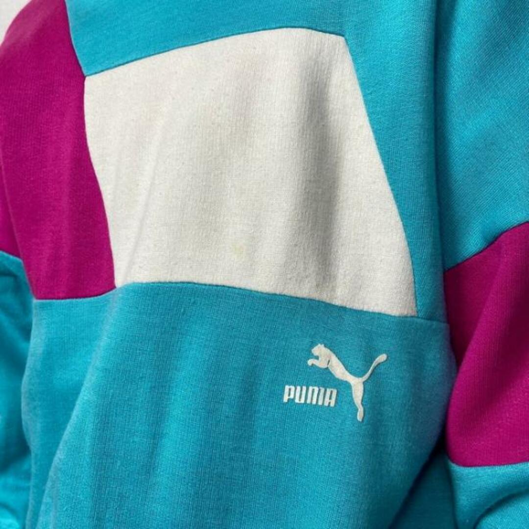 PUMA(プーマ)の80年代 フランス製  puma プーマ 切替デザイン アクリルスウェットシャツ メンズL相当 メンズのトップス(スウェット)の商品写真