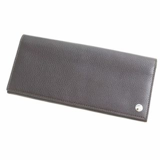 ダンヒル(Dunhill)の極美品◆dunhill ダンヒル ロゴ金具付き 2つ折り レザー ロングウォレット/長財布 ブラウン イタリア製 箱付き オススメ◎(長財布)