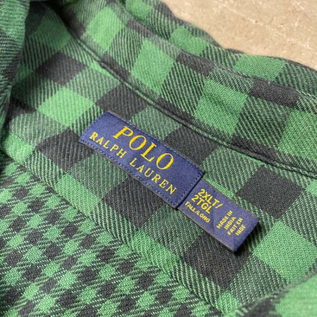 Ralph Lauren(ラルフローレン)の00年代 POLO RALPH LAUREN ポロラルフローレン チンスト付き 長袖 ネルシャツ メンズ2XLT メンズのトップス(シャツ)の商品写真