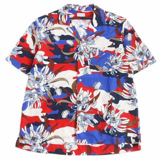 モンクレール(MONCLER)の美品□23SS MONCLER/モンクレール CAMICIA カモフラ 花柄 ロゴワッペン 半袖 アロハシャツ/開襟シャツ マルチカラー XXL 正規品 メンズ(シャツ)