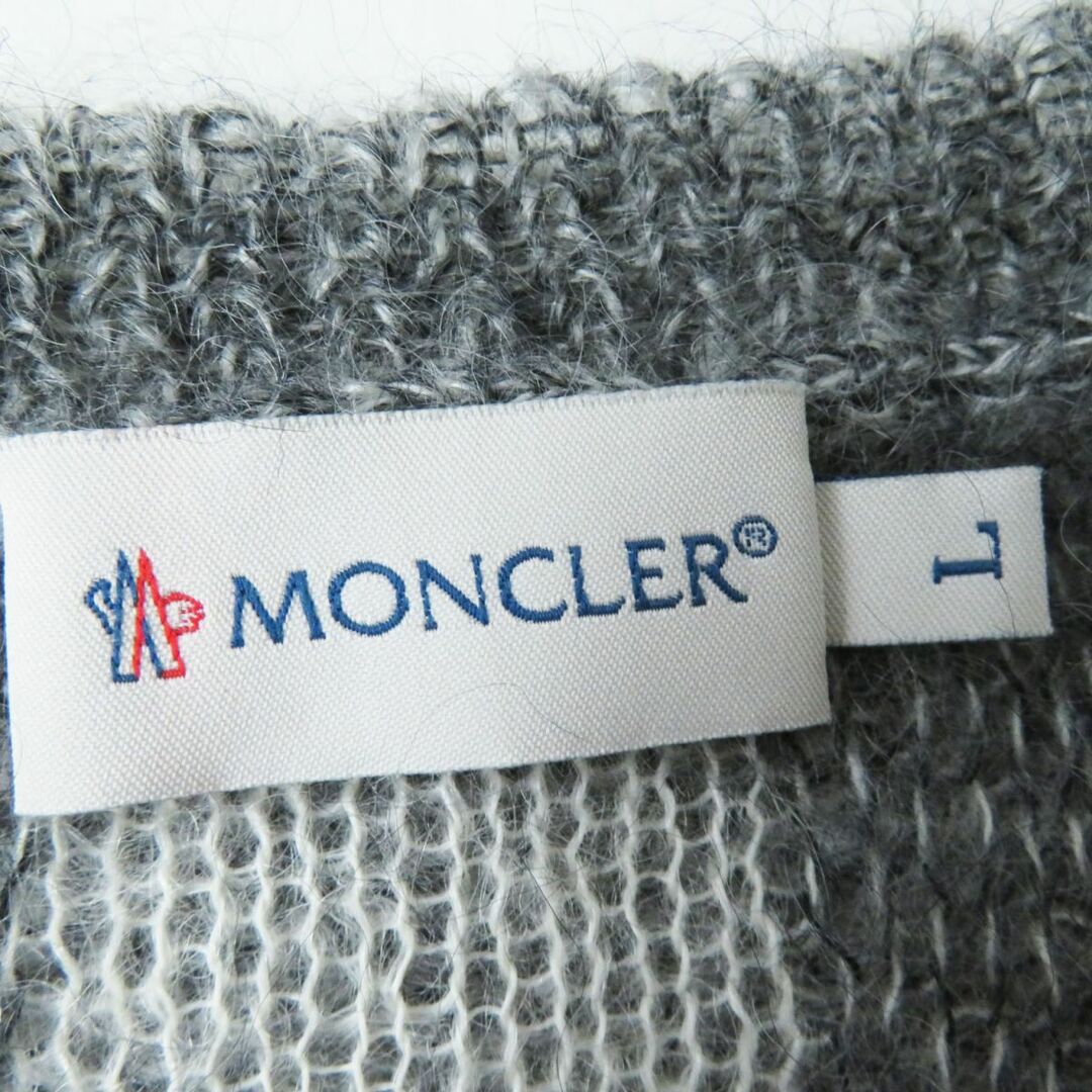 MONCLER(モンクレール)の極美品◎正規品 伊製 MONCLER モンクレール MAGLIONE レディース 金具付き モヘア混 ニットカーディガン グレー ブロックチェック柄 L レディースのトップス(カーディガン)の商品写真