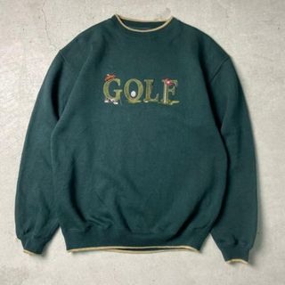 90年代 GOLF ロゴ刺繍 リブライン スウェットシャツ メンズL相当(スウェット)