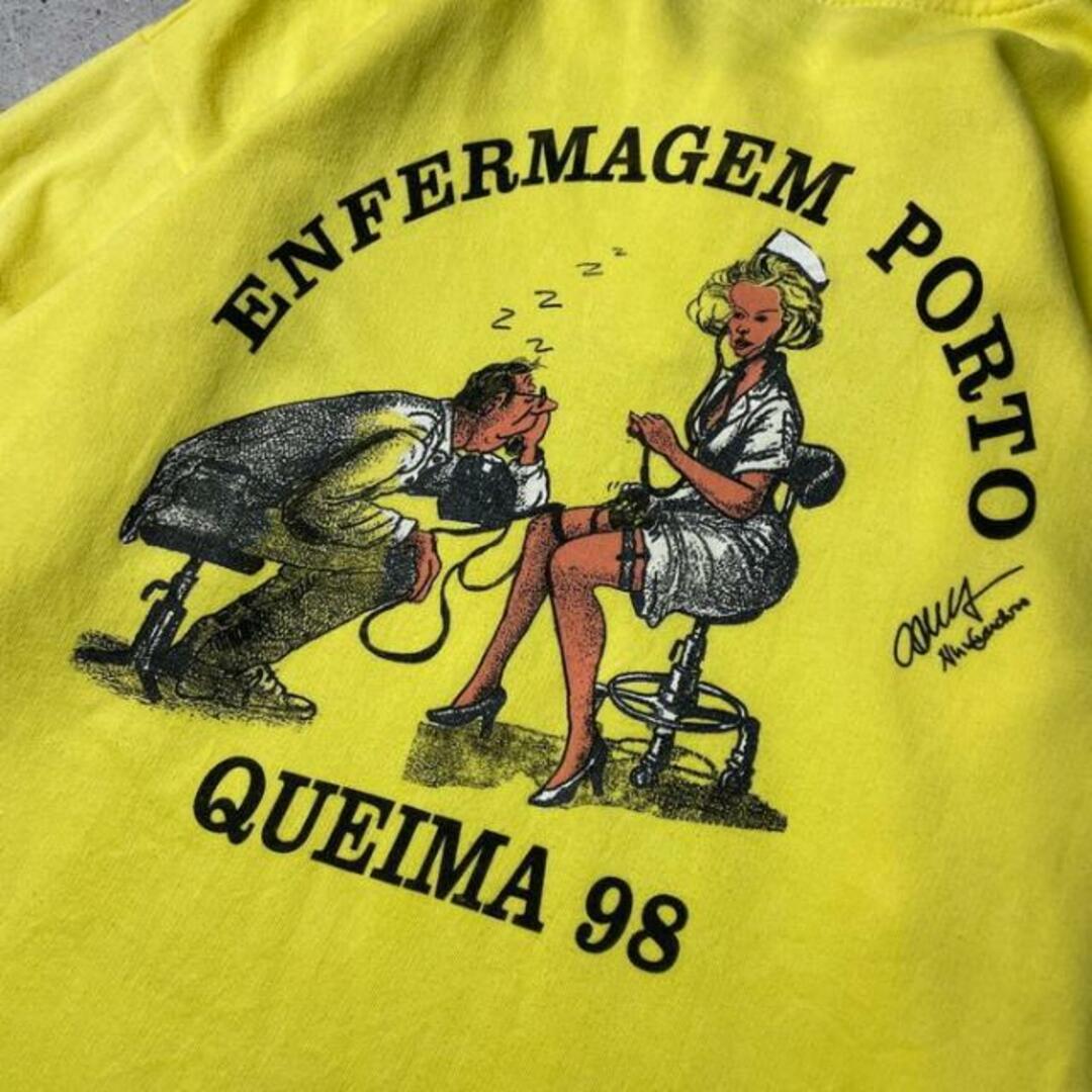 90年代 ユーロ ポルトガル製 ENFERMAGEM PORTO アート バックプリント スウェットポロシャツ メンズS相当 レディースM相当 メンズのトップス(スウェット)の商品写真