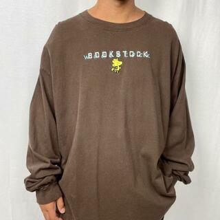 90〜00年代 WOOD STOCK BOOK STOCK ウッドストック キャラクター 刺繍 ロングTシャツ メンズ2XL(Tシャツ/カットソー(七分/長袖))