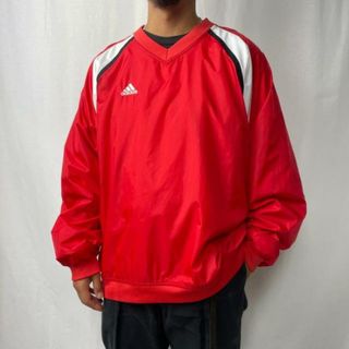 アディダス(adidas)の00年代 adidas TEAM アディダス パフォーマンスロゴ Vネック ナイロンプルオーバー メンズXL相当(ジャージ)