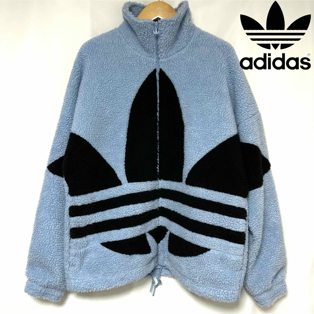 adidas(アディダス)のadidas ボアジャケット トレフォイル 大きいサイズ 2XL 水色 メンズのジャケット/アウター(ブルゾン)の商品写真