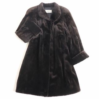 ムーンバット(MOONBAT)の美品●MOONBAT ムーンバット MINK シェアードミンク 本毛皮ロングコート ダークブラウン  9～11号 毛質柔らか(毛皮/ファーコート)