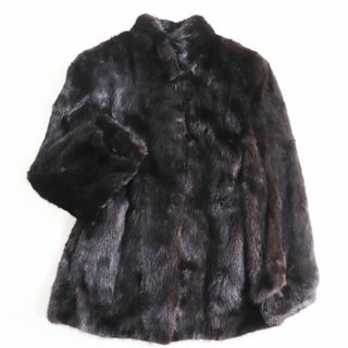 毛並み美品●MINK ミンク 本毛皮ショートコート ジャケット ブラック（ダークブラウンに近い） 13号 毛質艶やか・柔らか◎(毛皮/ファーコート)