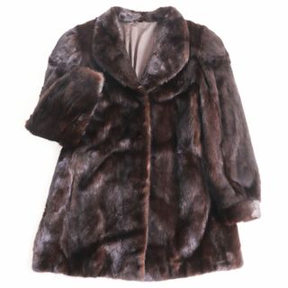 毛並み美品●MINK ミンク 本毛皮ショートコート ジャケット ダークブラウン 13号 毛質艶やか・柔らか◎(毛皮/ファーコート)