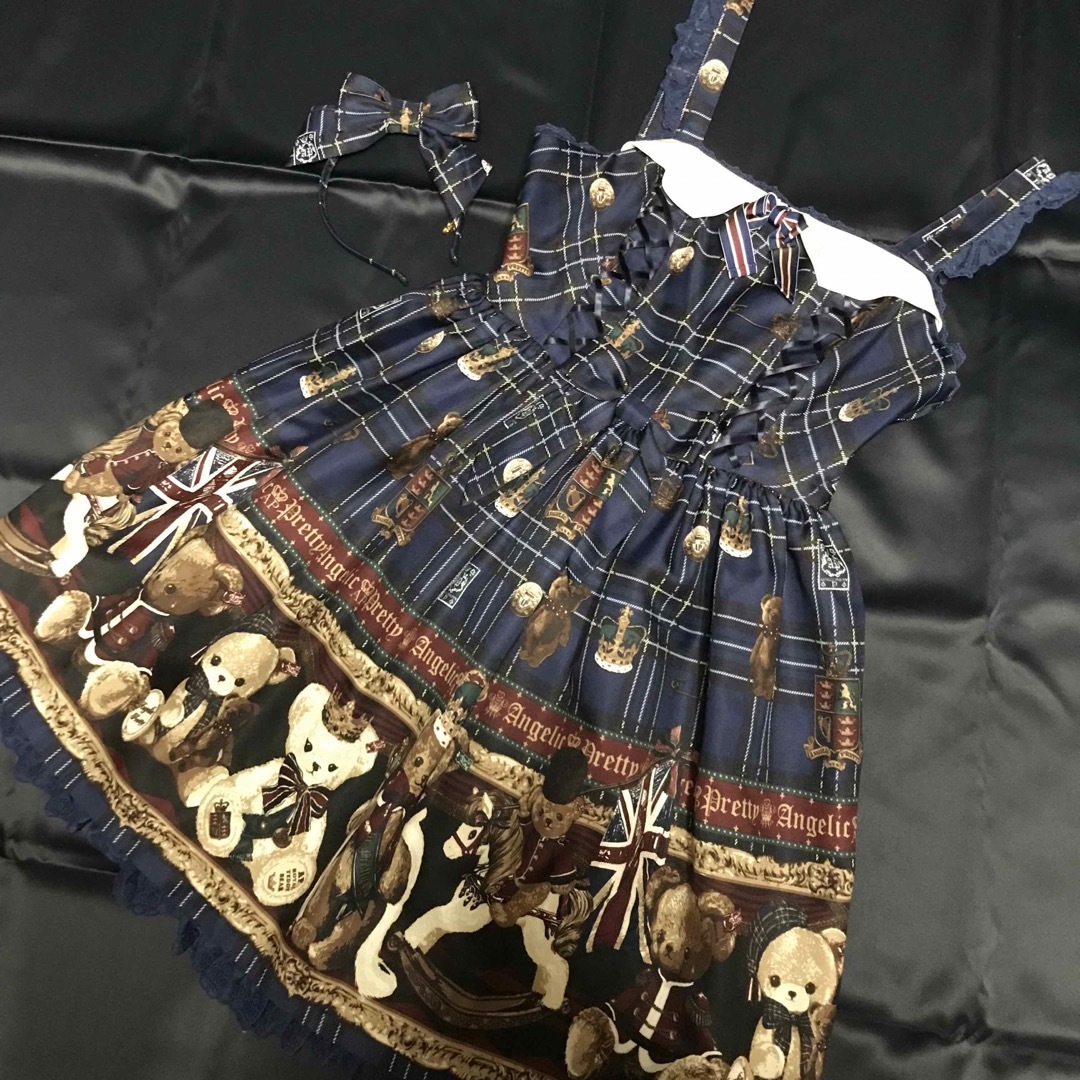 Angelic Pretty(アンジェリックプリティー)のAngelic Pretty British Bear JSK+KC レディースのワンピース(ひざ丈ワンピース)の商品写真