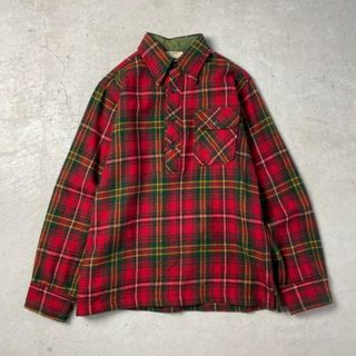 エルエルビーン(L.L.Bean)の70~80年代 USA製 L.L.Bean エルエルビーン 長袖 チェック柄 ウールシャツ プルオーバーシャツ メンズL相当(シャツ)