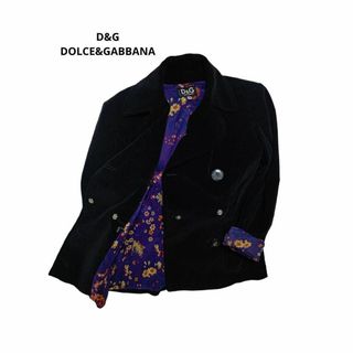 ドルチェアンドガッバーナ(DOLCE&GABBANA)の美品　DOLCE&GABBANA　ジャケット　コート　ショートコート　ベロア　黒(テーラードジャケット)