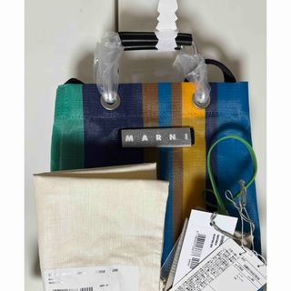 マルニ(Marni)のマルニ　ストライプ　ミニショルダーバッグ　ナルシスブルー(ショルダーバッグ)