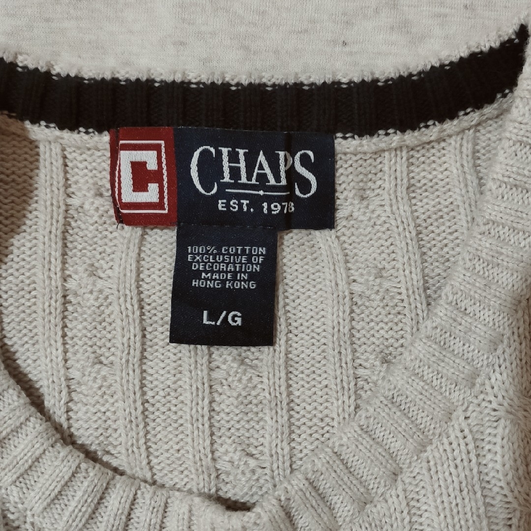 CHAPS(チャップス)のCHAPS　ケーブルニット　アイボリー　ホワイト　Lサイズ メンズのトップス(ニット/セーター)の商品写真