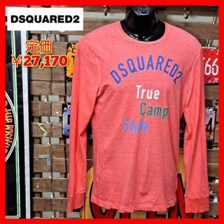 ディースクエアード(DSQUARED2)の定価2.7万　ディースクエアード　プリント　長袖Tシャツ　ロンT Ｍ　ピンク(Tシャツ/カットソー(七分/長袖))