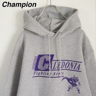 チャンピオン(Champion)の【カレドニア高校】チャンピオン／パーカー　カレッジロゴ　刺繍ロゴ　Mサイズ　灰色(パーカー)