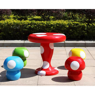 キノコ　テラス用テーブル＆チェア4脚　5点セット ガーデンチェア 屋外  庭(アウトドアテーブル)