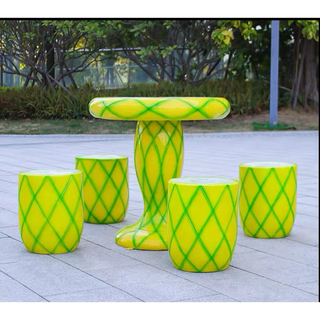 パイナップル テラス用 テーブル＆チェア4脚5点セット ガーデンチェア 庭屋外 (アウトドアテーブル)