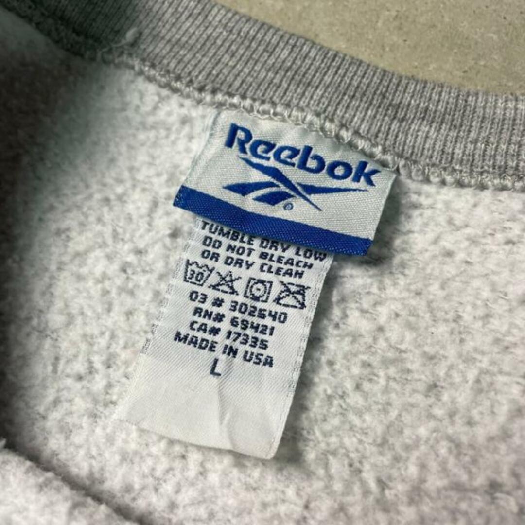 90年代 USA製 Reebok リーボック スウェットシャツ ラインデザイン ワンポイントロゴ刺繍 メンズXL相当 メンズのトップス(スウェット)の商品写真