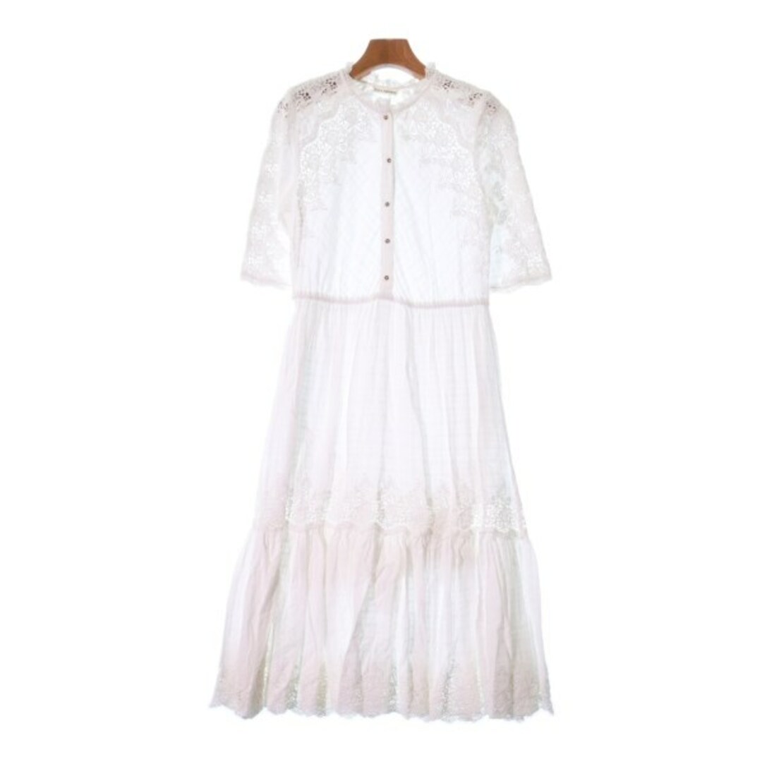 ULLA JOHNSON(ウラジョンソン)のULLA JOHNSON ウラジョンソン ワンピース 2(M位) 白 【古着】【中古】 レディースのワンピース(ひざ丈ワンピース)の商品写真