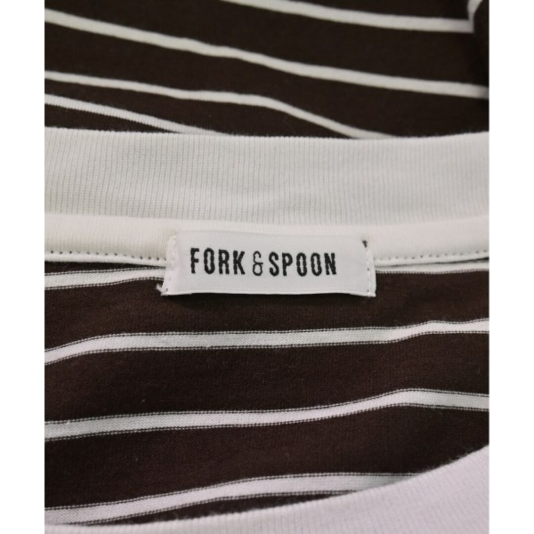 FORK&SPOON(フォークアンドスプーン)のFORK&SPOON Tシャツ・カットソー ONE 茶x白(ボーダー) 【古着】【中古】 レディースのトップス(カットソー(半袖/袖なし))の商品写真