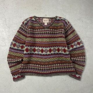 90年代 Woolrich ウールリッチ ウールニットセーター ハンドフレーム Vネック 総柄  レディースS(ニット/セーター)