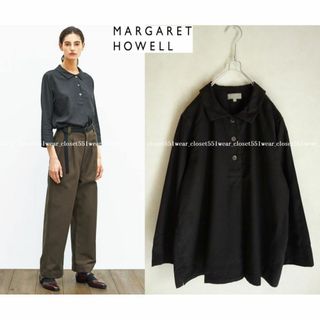 マーガレットハウエル(MARGARET HOWELL)の2019マーガレットハウエル☆コットンフランネル プルオーバーシャツ2チャコール(シャツ/ブラウス(長袖/七分))