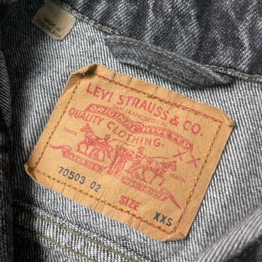 Levi's(リーバイス)の90年代 ユーゴスラビア製 Levi's ユーロリーバイス 70503 02 先染め ブラックデニムジャケット レディース2XS メンズ キッズ レディースのジャケット/アウター(Gジャン/デニムジャケット)の商品写真