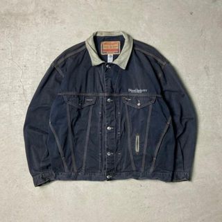 90年代 DIESEL Industry イタリア製 カラーデニムジャケット 襟レザー メンズ2XL(Gジャン/デニムジャケット)