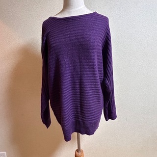 ラメ入りプルオーバー　セーター　紫　Lサイズ　パープル(ニット/セーター)