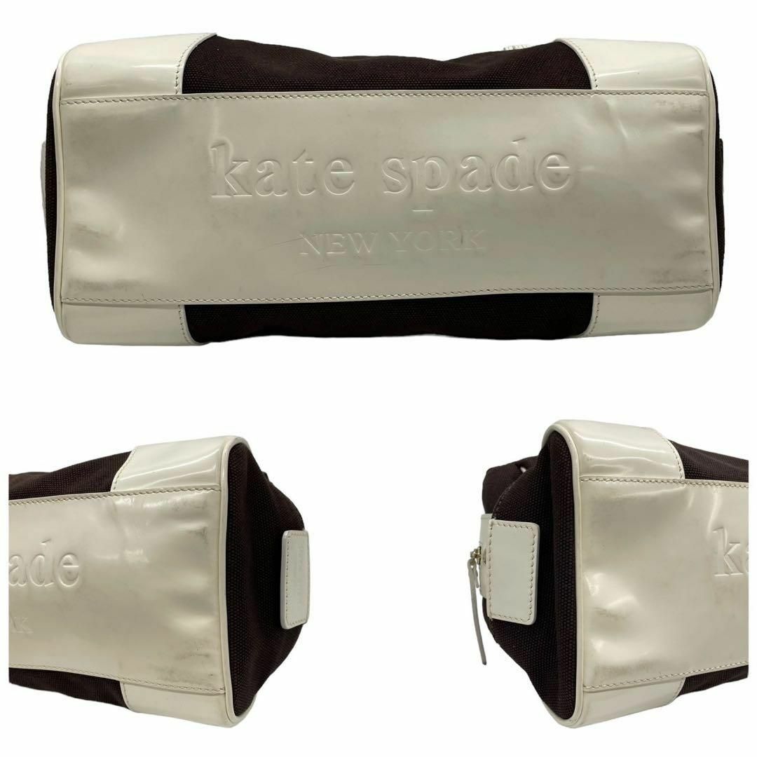 kate spade new york(ケイトスペードニューヨーク)のケイトスペード　s50 ハンドバッグ　キャンバス　エナメル　ブラウン　ホワイト レディースのバッグ(ハンドバッグ)の商品写真