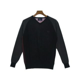 フレッドペリー(FRED PERRY)のFRED PERRY フレッドペリー ニット・セーター S 黒xエンジxグレー 【古着】【中古】(ニット/セーター)