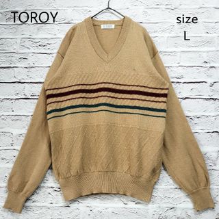 トロイ(TOROY)の【日本製】トロイ TOROY Vネック ウール ニット セーター ロゴ刺繍(ニット/セーター)