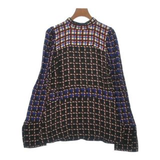 マルニ(Marni)のMARNI マルニ ブラウス 40(M位) 黒x茶xピンク(総柄) 【古着】【中古】(シャツ/ブラウス(長袖/七分))