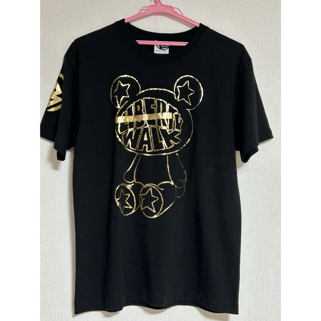 美品 リバティーウォーク　KUMA ゴールドプリント半袖Tシャツ　サイズL 黒 メンズのトップス(Tシャツ/カットソー(半袖/袖なし))の商品写真